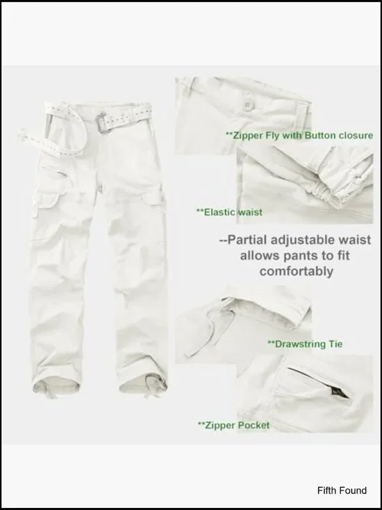 Women's Cotton Cargo Pants 7 Pockets Hiking Outdoor Casual Streetwear - Picture 4 of 7